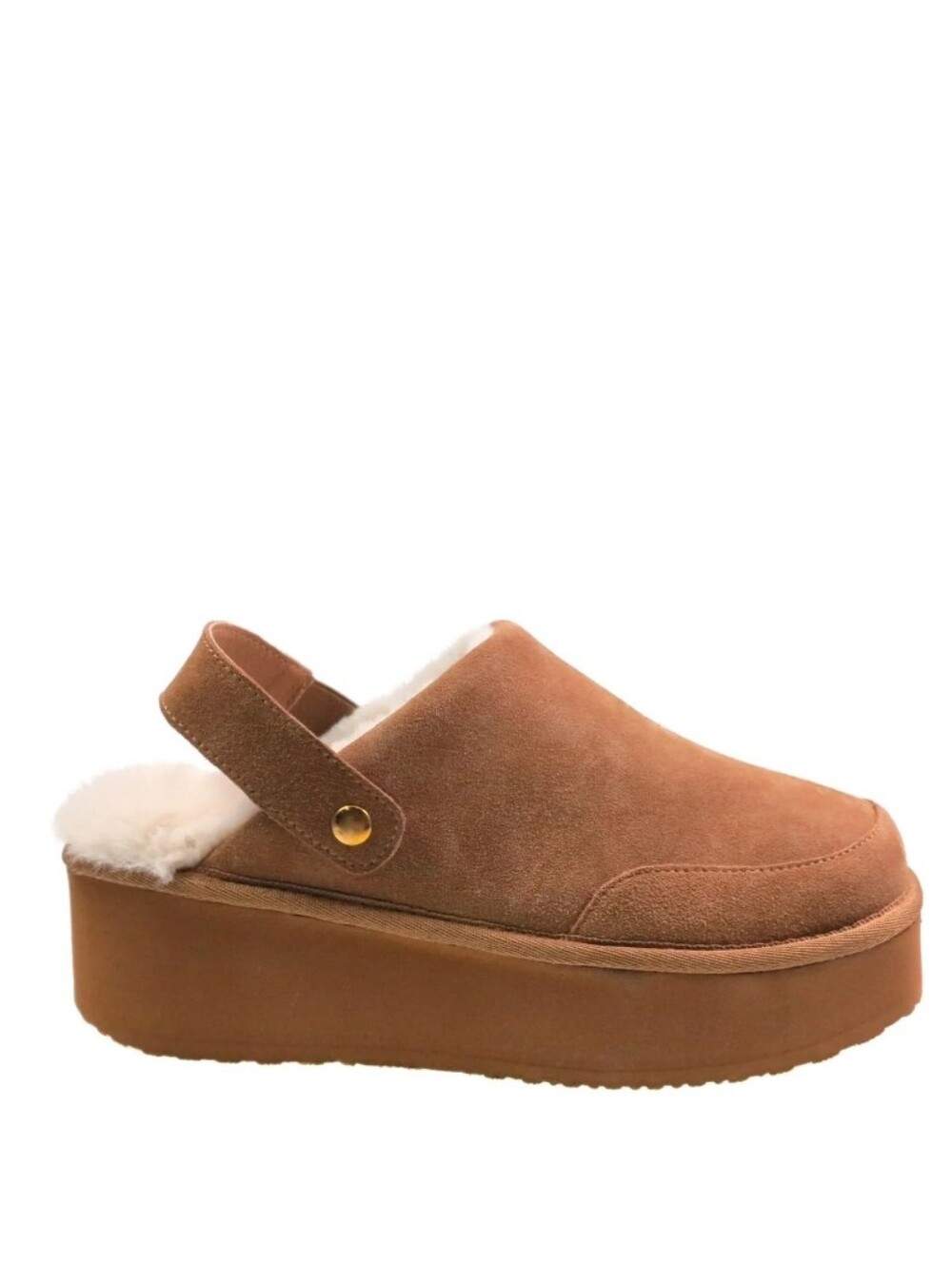 Joyspun Platform Slingback Women's Clogs Faux Fur Suede Slides Mule Size 8 - Picture 2 of 6